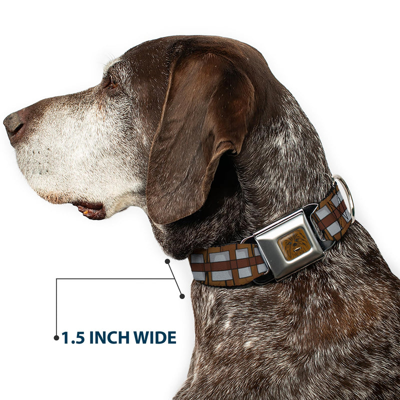 Dog Collar Seatbelt Buckle Star Wars Chewbacca Bandolier Bounding Browns Gray 18 to 32 Inches 1.5 Inch Wide Multi Color 1.5” Wide – Fits 18-32” Neck – Large