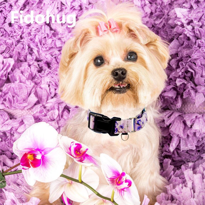 Martingale Collar for Dogs Floral Dog Collars for Small Medium Large Dogs with Buckle Adjustable Soft Nylon Dog Collar (Purple Lily, Small) Purple Lily - PawsPlanet Australia