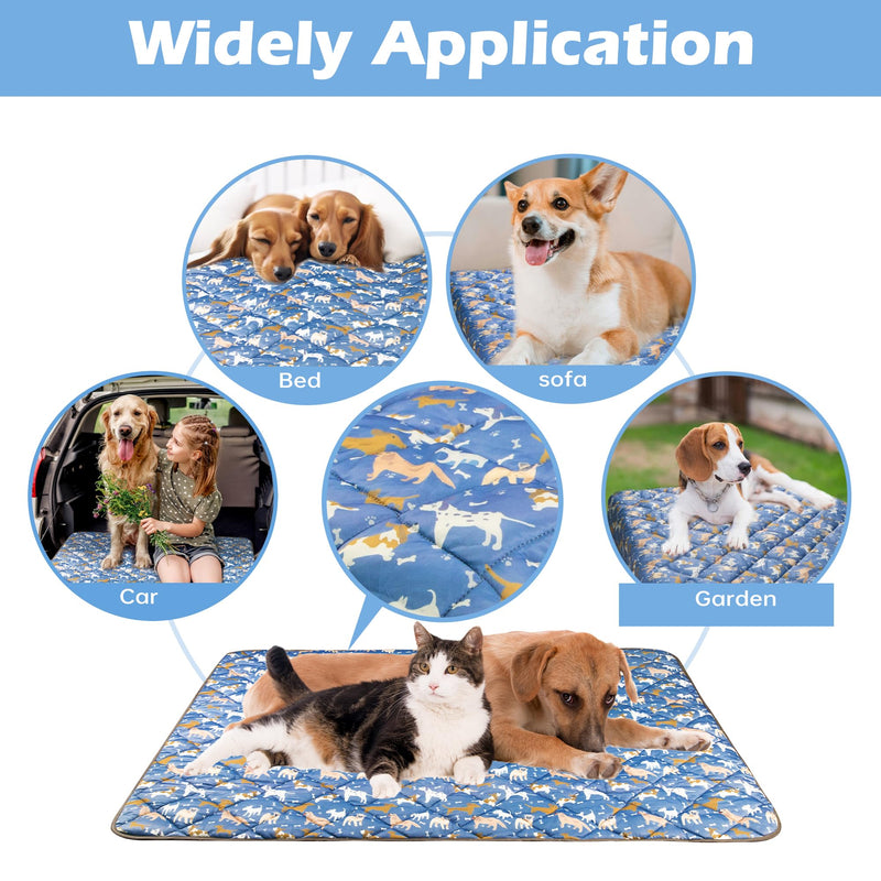 Dog Cooling Mat,Cat Self Cool Ice Pad,Lightweight Pet Cooling Pads Blanket Bed Cover,Puppies Summer Cool Tech Fabric,Washable Dog Sleeping Mat for Home & Outdoor,Keep Cool for Pets L(40*60In) Blue-Dog - PawsPlanet Australia