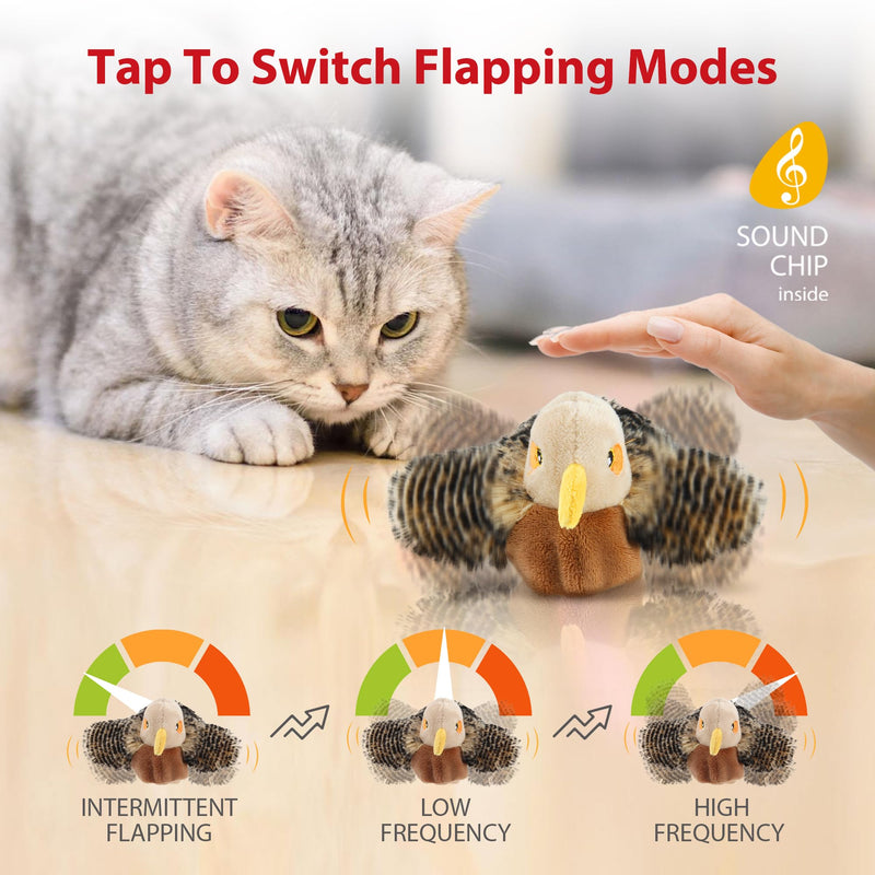 Gigwi Interactive Cat Toys for Indoor Cats, Rechargeable Motion Activated Cat Toy, Automatic Flapping and Chirping Cat Toy with Catnip, Beating Wings Hanging Cat Toy Moving Moving bird