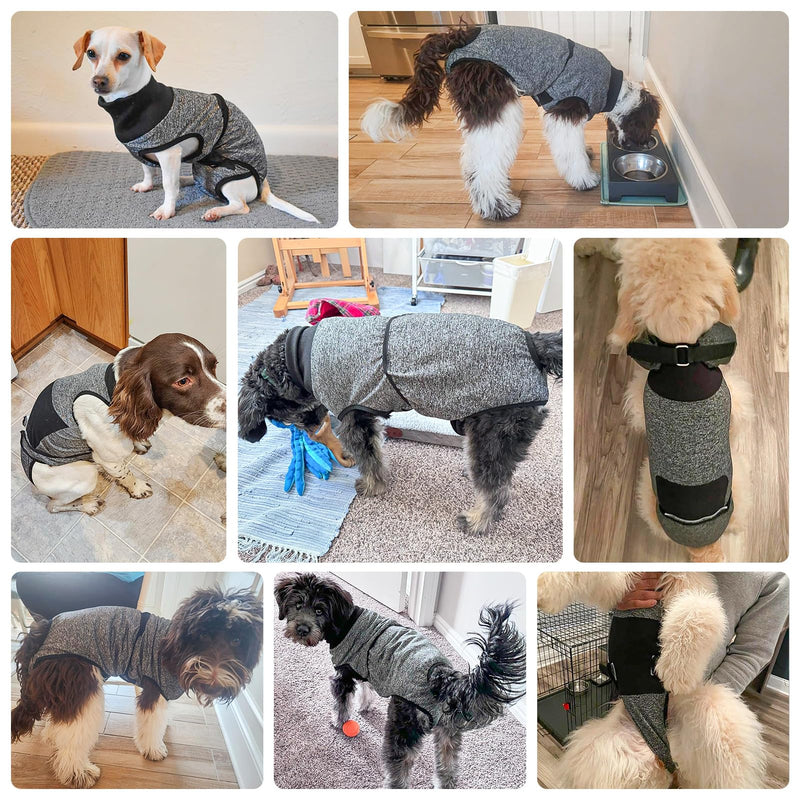 BEAUTYZOO Dog Recovery Suit Female After Surgery Spay, Soft Dog Surgery Suit E-Collar & Cone Alternative, Male Dog Neuter Surgical Onesies,Anti Licking Wounds Dog Bodysuit, Post-Operative Vest Clothes Small (Back:12'', Chest: 16") Grey