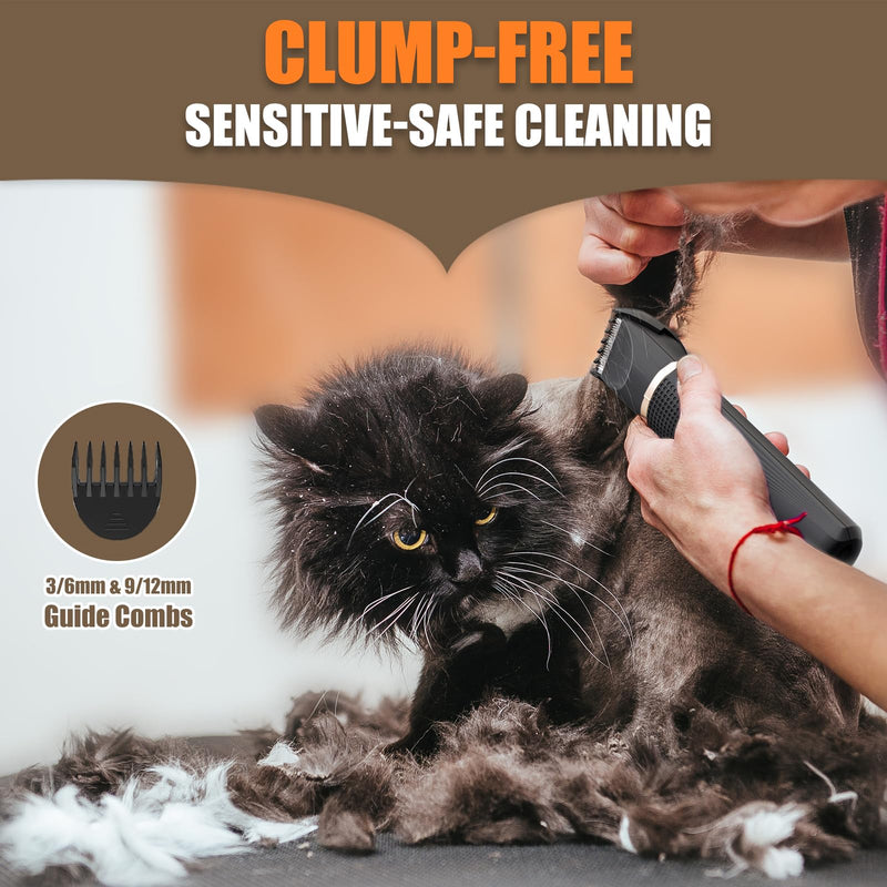 Cat Grooming Clippers Kit with Paw Trimmer, 3 in 1 Electric Pet Hair Trimmer Supplies for Thick Matted Hair, Heavy Coat Butt Shaver Cat Razor Fur Trimmer for Dogs at Home (Black) Black