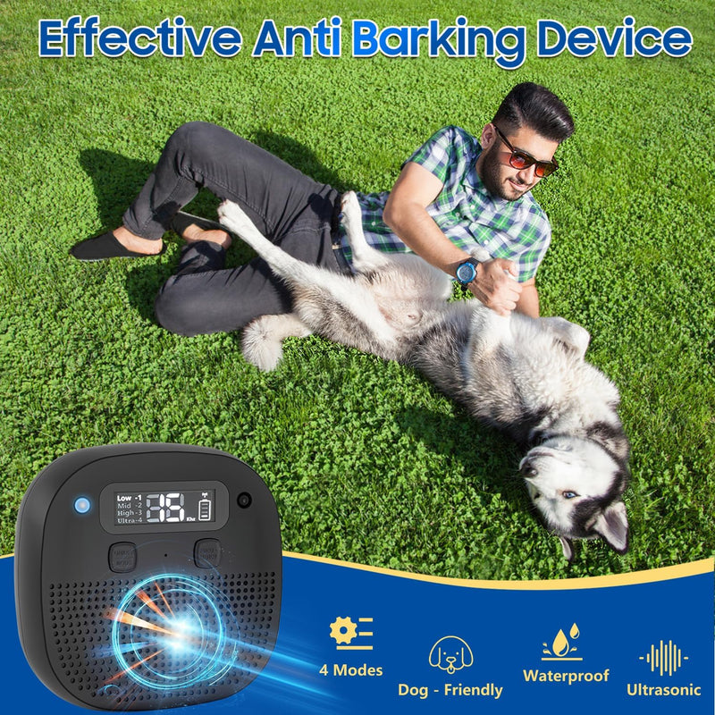 Tetra Ultrasonic Dog Bark Deterrent Devices, Rechargeable Anti Barking Device for Dogs with Sensor & 60ft Remote Control, Adjustable Bark Stopper Indoor Outdoor - PawsPlanet Australia