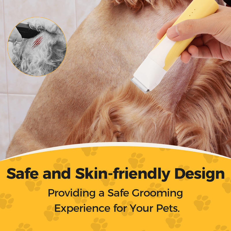 ZOESEEK Cat Paw Trimmer with Three Blades, Cordless Small Pet Hair Grooming Trimmer, Cat's paw Nail Filer for Safe Clipper, Low Noise for Trimming Dog's Fur Around Paws, Eyes, Ears, Face, Rump-Yellow - PawsPlanet Australia
