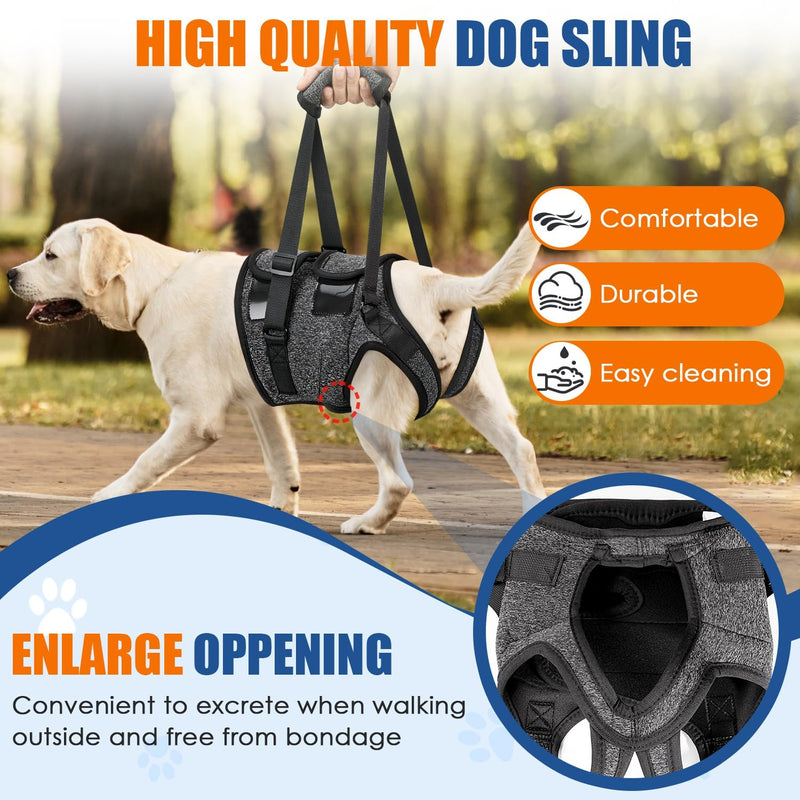Eyein Adjustable Dog Lifting Harness - Comfortable Dog Sling Hip Support for Back Legs, Soft Hind Assistance Vest for Senior, Injured, Arthritic, Disabled and Aid After Acl Surgery(Grey,L)