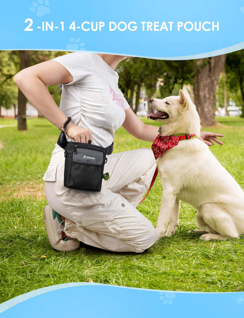 Gobeigo Dog Treat Pouch with Silicone Snack Bag, Front Pocket fits All Phones, 4 Cup Treat Bag with Training Clicker, Upgrade Stronger Magnetic Closure, 3 Ways to Wear Walking Fanny Pack (Gray) Gray - PawsPlanet Australia