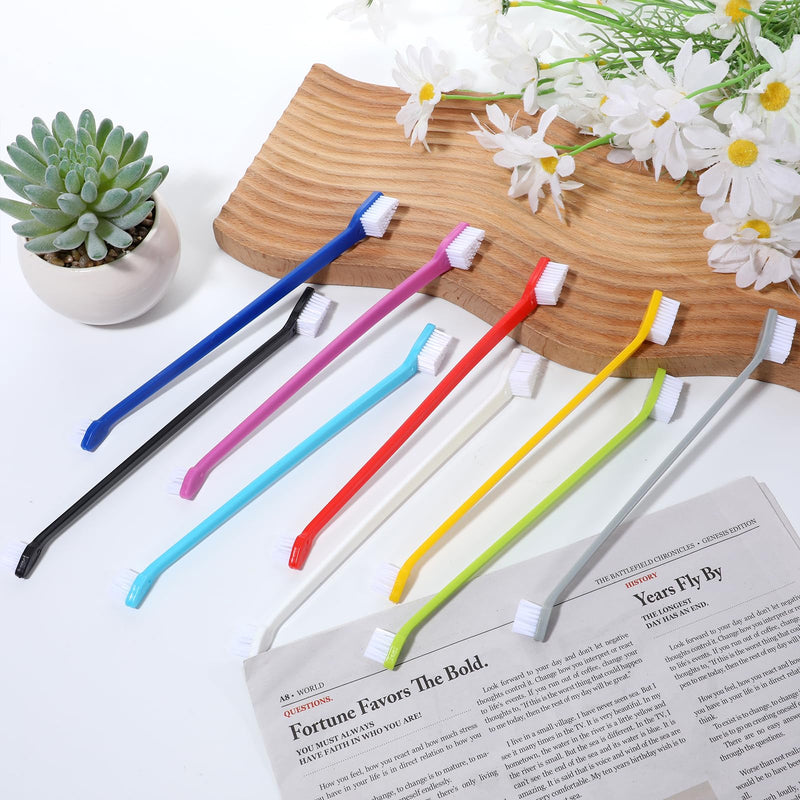 180 Pcs Dog Toothbrush Bulk, Dual Headed Dental Brushes, Long Handle Pet Tooth Brush, Puppy Tooth Brushing Kit for Small to Large Dogs, Cats, and Most Pets, Oral Care Supplies, 9 Colors