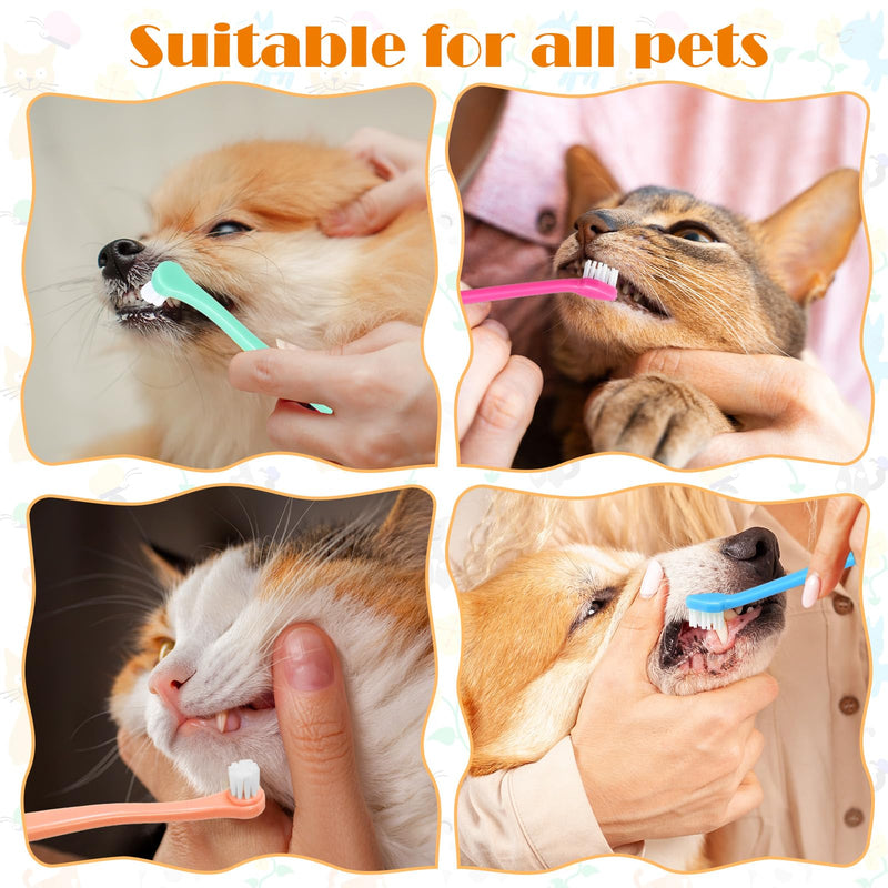 Tyqour Pack of 8 Small Dog Toothbrushes Small Soft Dog Toothbrush for Small Dogs Cats Toothbrush Mini Portable Pet Cats Cat Toothbrush for Cats Dogs Puppies Kittens Small Breeds