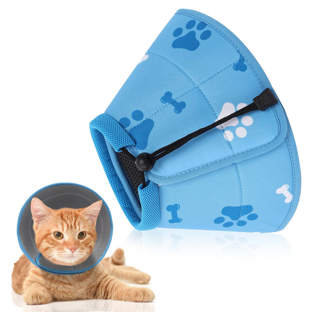 Cat Cone, Soft Cat Cone Collar to Stop Licking and Scratching, Cone for Cats after Surgery for Small Medium Large Cats, Adjustable Recovery Elizabethan Collar for Cats, Kittens, Rabbits(Blue,XS) XS-(Neck:6.5-8.25") Blue