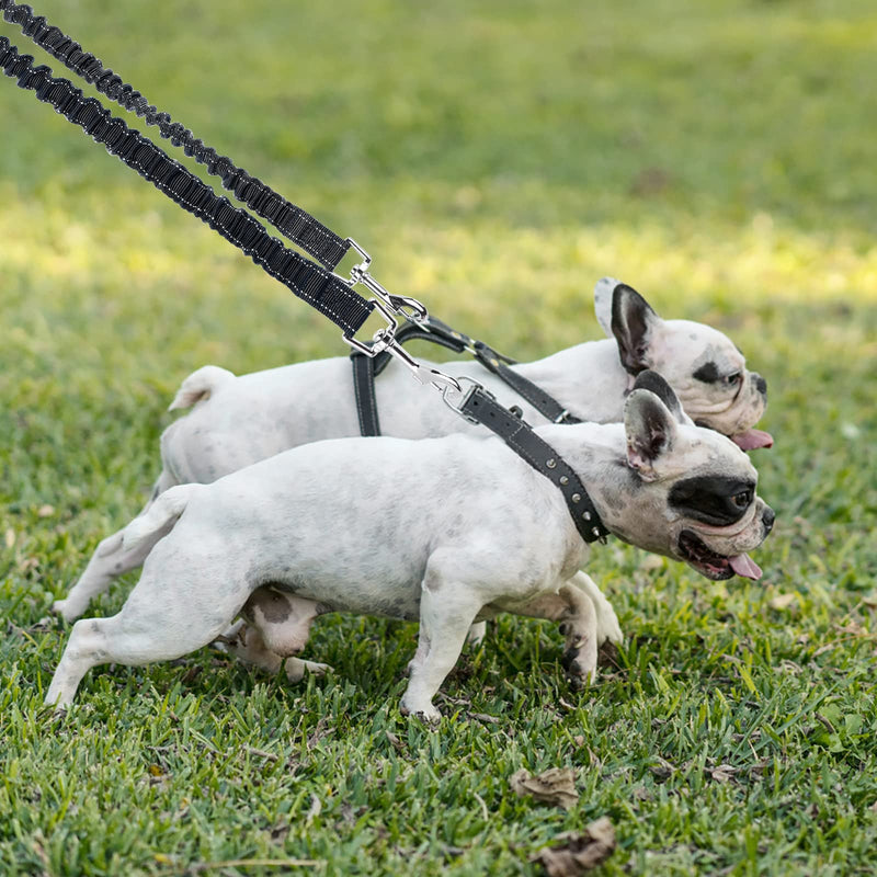 Double Dog Leashes, 360° Swivel Rotation No Tangle Dual Dog Lead Splitter with Adjustable Length Buckle Double Dog Walking & Training Leash No Slip Leash for Outside Running(Black) Black - PawsPlanet Australia