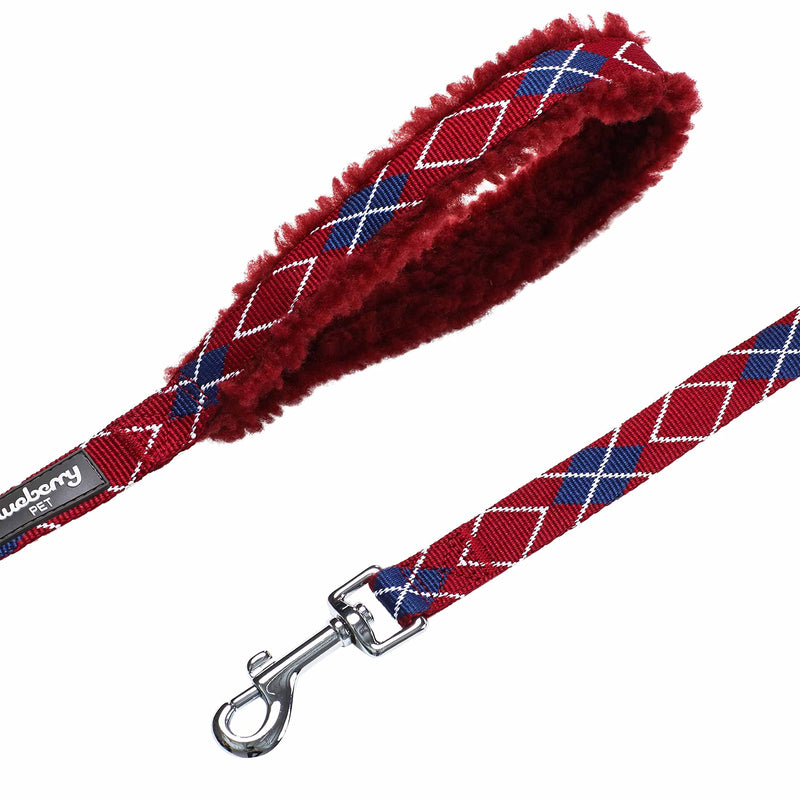 Blueberry Pet Scottish Argyle Fleece Padded Dog Leash with Soft & Comfortable Handle, 4 ft x 1", Merlot Red, Large, Leashes for Dogs 4' * 1" (Pack of 1) - PawsPlanet Australia