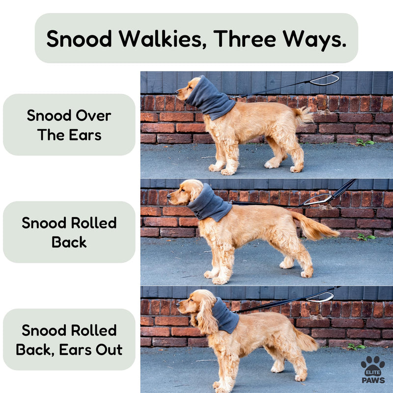 Elite Paws® UK: Luxury Dog Snood Ear Protector - Sumptuously Soft, Thick & Stretchy Fleece, with a Gentle, Warm Swaddling Effect, Ideal for Fireworks, Grooming, Travel & Everyday Comfort (Grey, XS) XS (Tiny breeds)