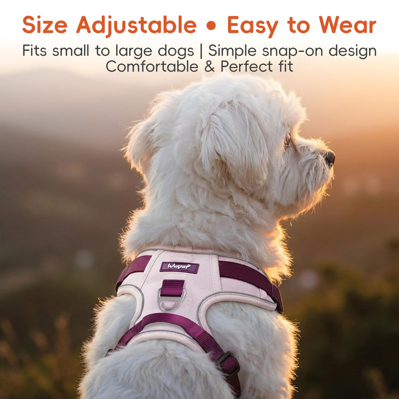 3 in 1 No Pull Dog Harness Leash and Collar Set, Soft Adjustable Dogs Vest Reflective and Comfortable Handle Pink Large L(Neck:19-27",Chest:26-34") 66-87 lbs - PawsPlanet Australia