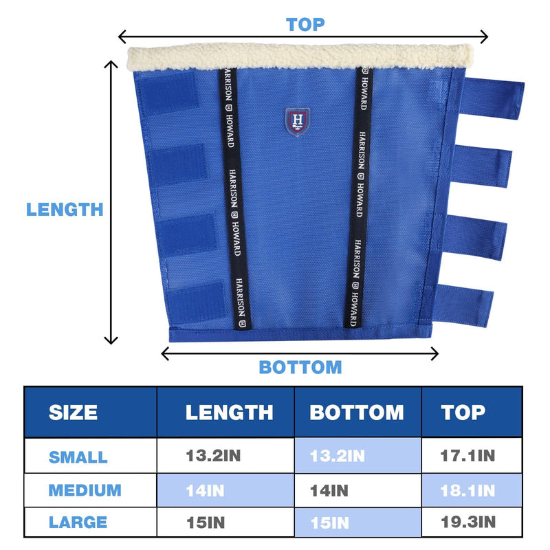 Harrison Howard Loose-Fitting Horse Fly Boots UV-Protective, Breathable, Tear-Resistant Fine Mesh Leggins Stay-on Comfortable Fly Boots with Ultra-Soft Wool Trim (Set of 4) Signature Blue Full (Large) Full (Large)