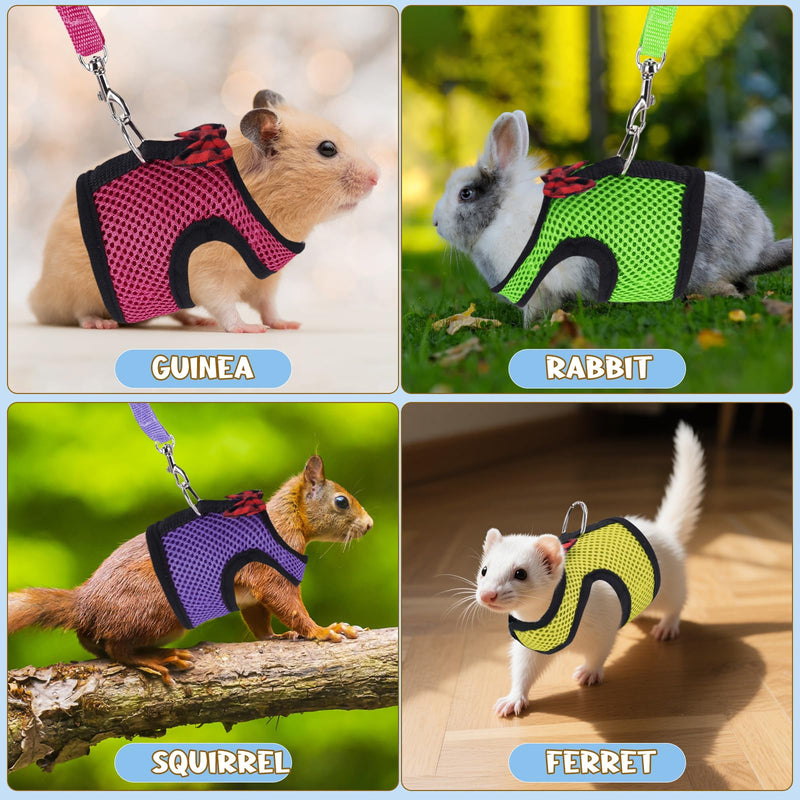 Guinea Pig Harness and Leash, Guinea Pigs Harness, Guinea Pig Leash, Hamster Harness can be Adjusted to Any Size Soft Mesh Harness Leash with Bow for Decoration (2packs) Blue - PawsPlanet Australia