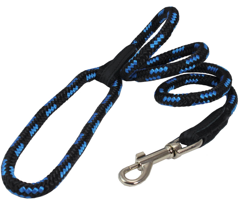 Dogs My Love Dog Rope Leash 4ft Long (Medium: 4ft Long; 3/8" Diam (10mm), Blue/Black) Medium: 4ft Long; 3/8" Diam (10mm) - PawsPlanet Australia
