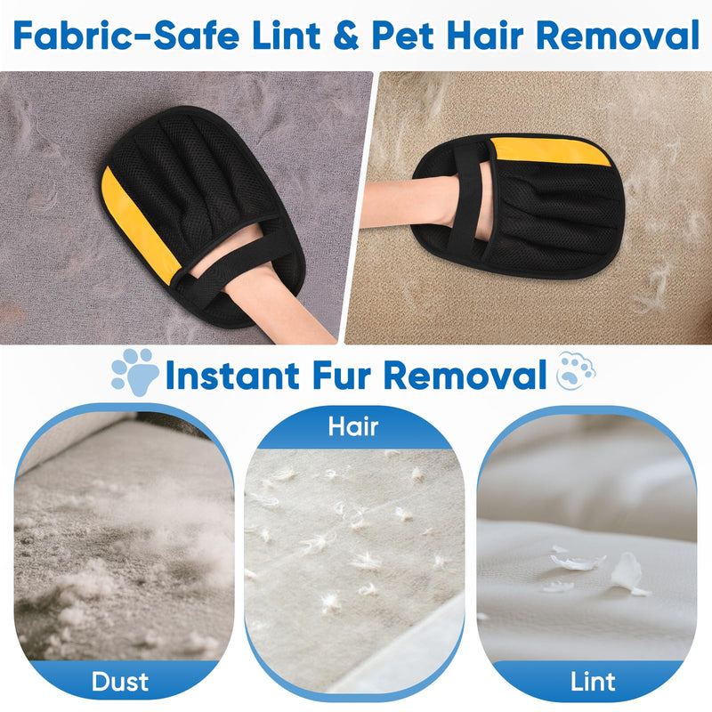 Upgraded Pet Hair Removal Glove, Five-Finger Electrostatic Reusable & Quick-Clean Grooming Remover Gloves for Dogs & Cats, Gently Remove Fur from Furniture, Laundry, Carpet & Car Seats - PawsPlanet Australia
