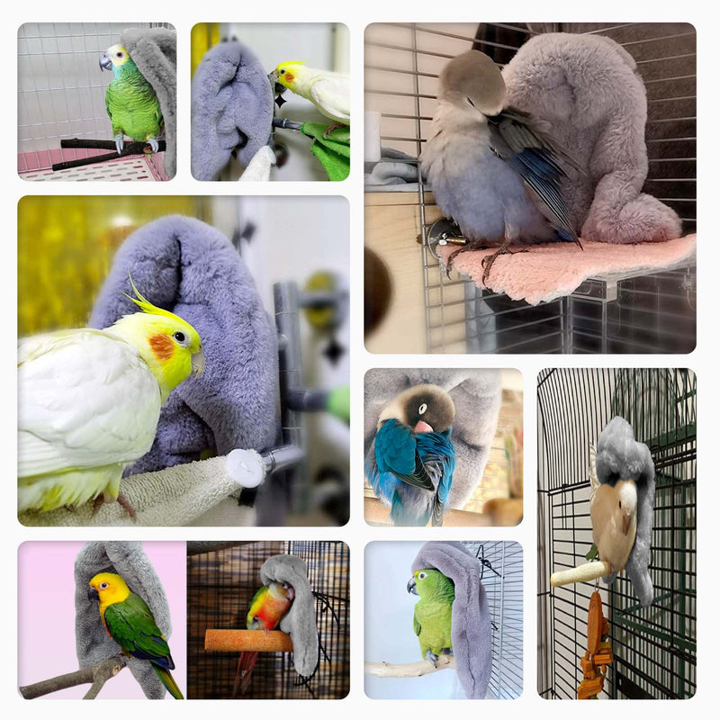 SIMENA Bird Blanket for Cage, Corner Fleece Bed for Birds, Cozy Bird Warmer, Parrot House for Cage, Cuddle Nest Hanging Toy for Lovebirds Parakeet (Small) Small Grey - PawsPlanet Australia