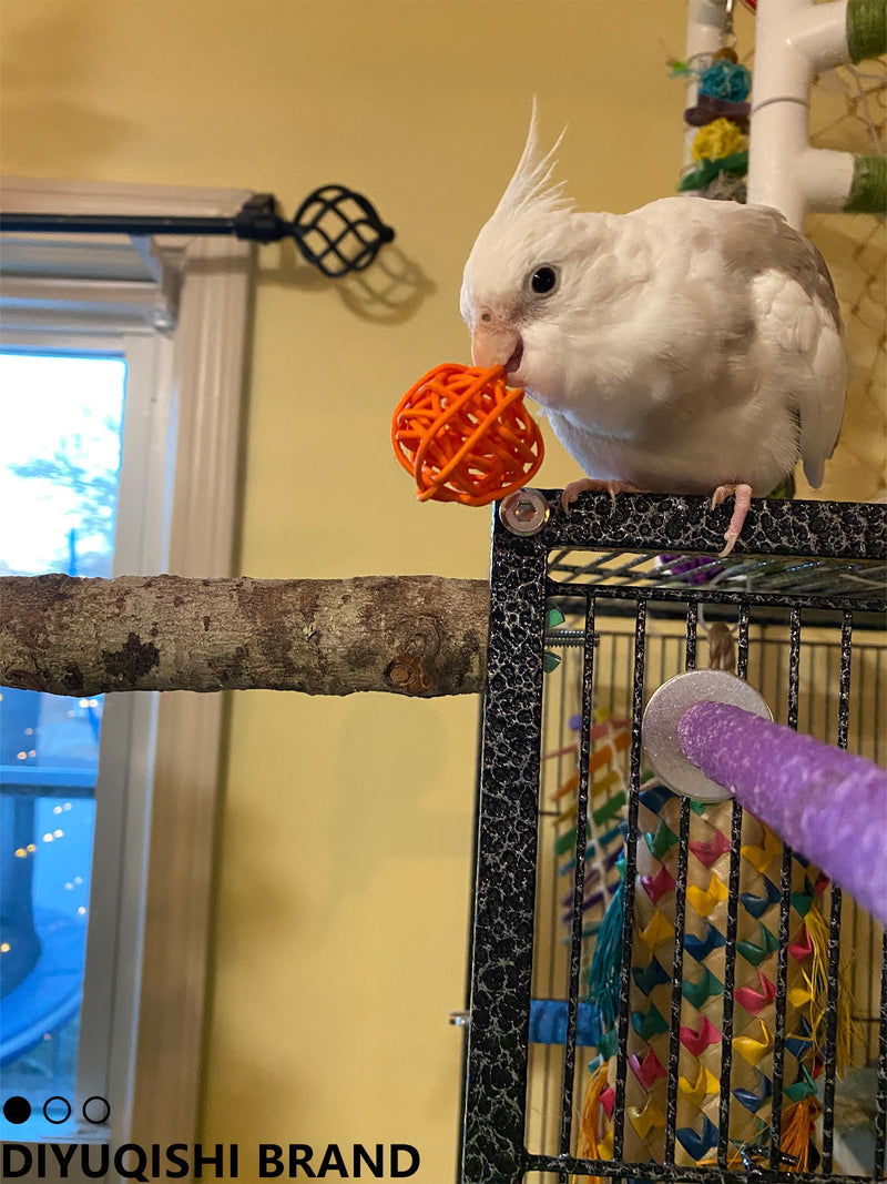 Bird Toy Set with Natural Rattan Balls Plastic Bell Balls for Parrots Safe Materials Encourages Play Perfect for Cage Home Decoration