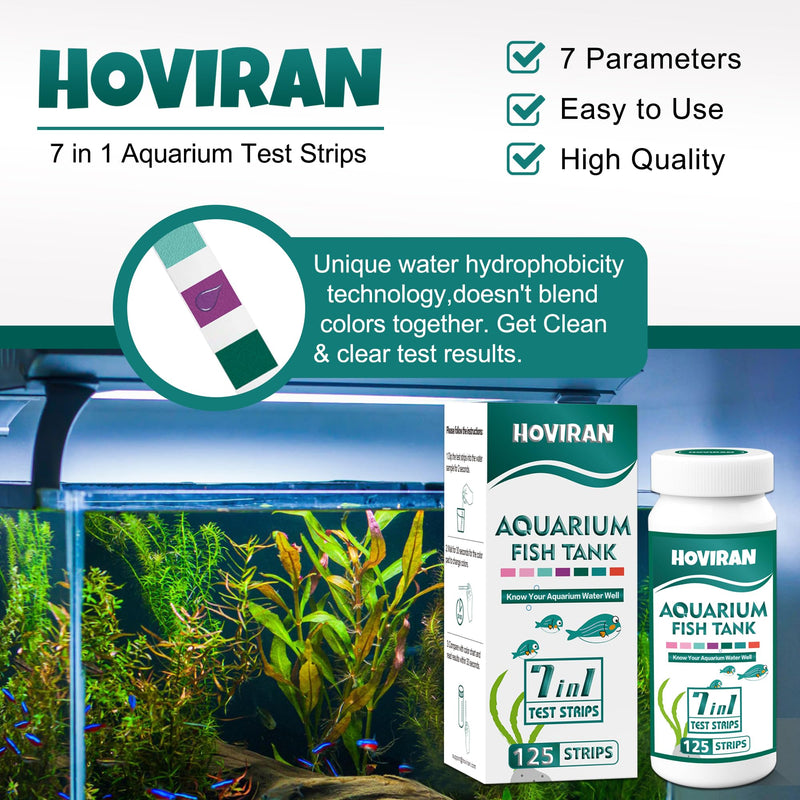 7 in 1 Aquarium Test Strips, 125ct Fish Tank Test Strips for Freshwater Saltwater Pond, Accurate Water Testing Kit Aquarium for Chlorine, Total Hardness, Carbonate, Alkalinity, Nitrate, Nitrite and pH - PawsPlanet Australia