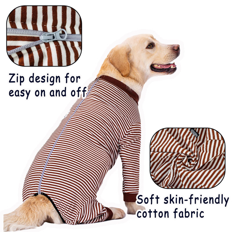Dog Bodysuit Post Surgery Onesie with Zipper Full Body Pajamas Large Medium Dogs Shedding Suit Surgical Suit for Dogs Female/Male Dog Surgery Suit Recovery Suit After Spay XL Coffee
