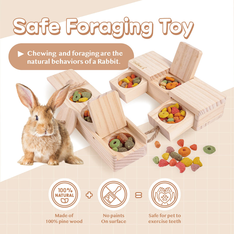 Interactive Wooden Rabbit Toys - Sniff n' Snack Rabbit Treats Bunny Toys, Enrichment Rabbit Toy for Boredom, Better Than Snuffle Mat for Small Animals, Hamsters, Guinea Pig (2 Sets) Sniff n' Snack 2.0