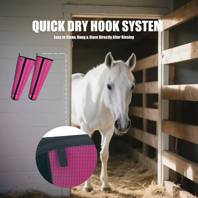 Mesh Horse Fly Boots Set of 4, Loose Fitting Shoofly Leggings for Horses with Breathable & Adjustable, Fly Leg Wraps for Horses Stop Annoying Stomping, Stay-on Comfortable Shoo Fly Boots (Pink) Pink - PawsPlanet Australia