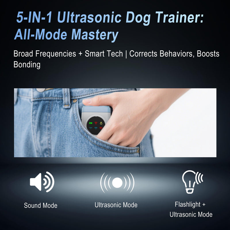Dog Bark Deterrent Devices, 2X Ultrasonic Anti Barking Device for Dogs, Color Display & 50ft Range, Pet Gentle Anti Barking Device, Portable Safe & Effective Alternative to Bark Collars (Blue) Blue - PawsPlanet Australia