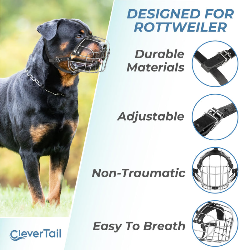 XL Metal Dog Muzzle for Large Sized Dogs – Heavy Duty Rottweiler Muzzle – Basket Extra Large Dog Muzzles for Barking and Biting Cane Corso, Mastiff, Labrador, Bulldog and Other Big Breeds - PawsPlanet Australia
