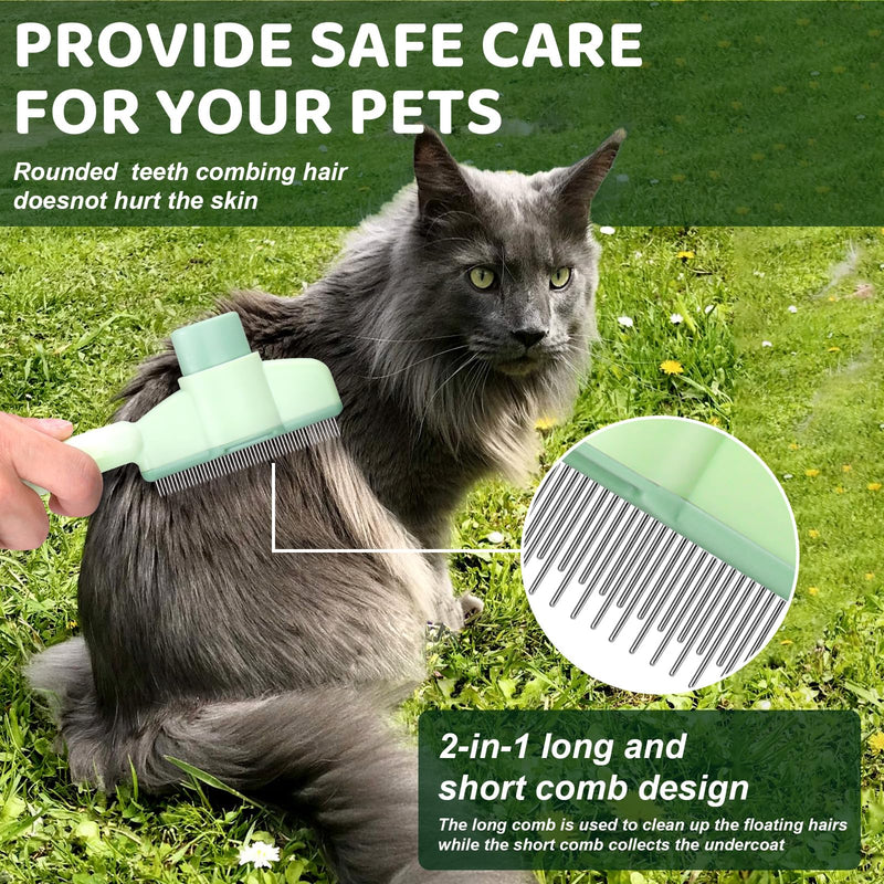 XANGNIER Pet Hair Removal Comb One-Click Self-Cleaning Grooming Brush, De-Shedding Comb for Short & Long Hair, Pet Grooming Supplies for Cats & Dogs Green - PawsPlanet Australia