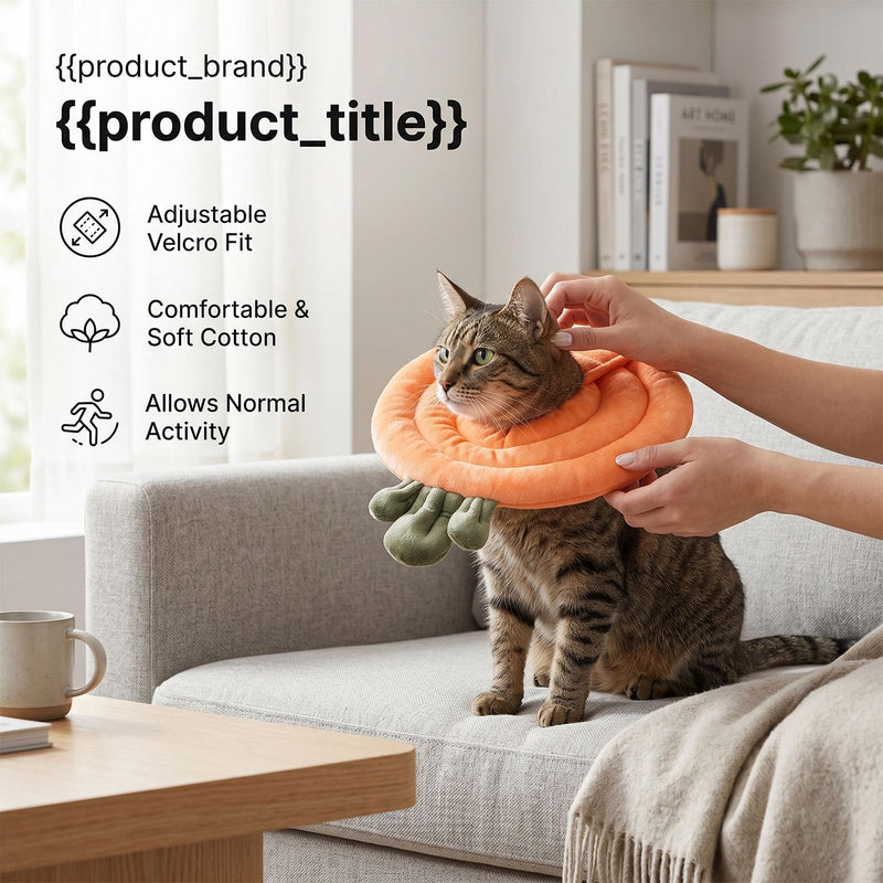 HEEPDD Soft Cotton Cat Collar, 28 x 27 cm, Adjustable, Prevents Licking, Post-Surgical Neck Collar for Kittens, Breathable Elizabethan Style Protective Collar. Orange Carrot
