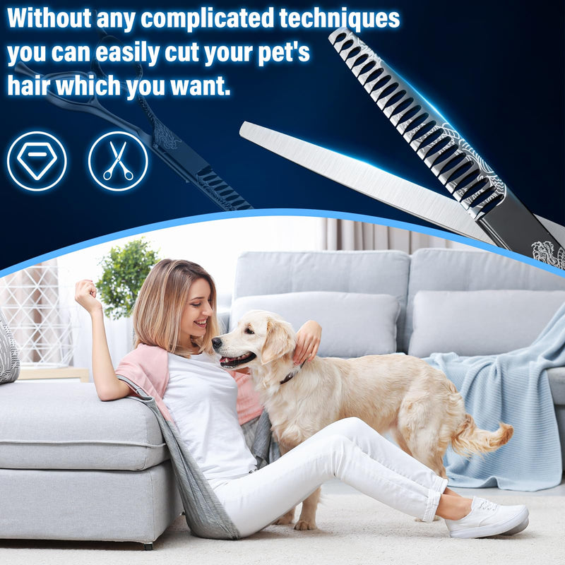 Purple Dragon 7-Inch Chunkers Dog Grooming Scissors - Professional Pet Hair Trimming Shears for Dogs & Cats, Sharp 440C Japanese Steel, Ergonomic Design for Comfort and Precision Chunker - PawsPlanet Australia