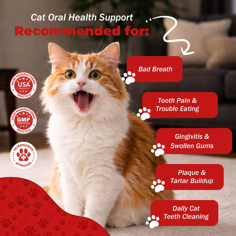 Cat Dental Care – Relieves Gingivitis – Inhibits Plaque & Tartar Buildup, Protects Gum Health and Relieves Bad Breath and Bleeding Gums, Natural Plant Extracts, 120 Easy-To-Swallow Tablets