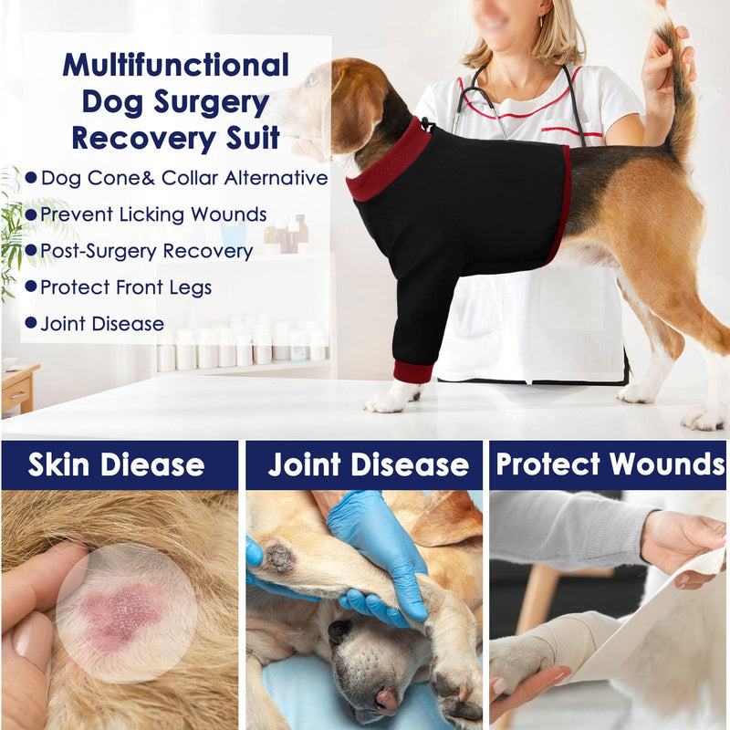 AOFITEE Dog Recovery Suit for Front Legs, Breathable Leg Sleeve Right Left Thigh, Anti-Licking Wounds Sleeves Dog Elbow Brace Protector, Leg Cover for Joint Pain Great Cone Alternative Black XL XL(Chest Girth:25.6′′-30.3′′)