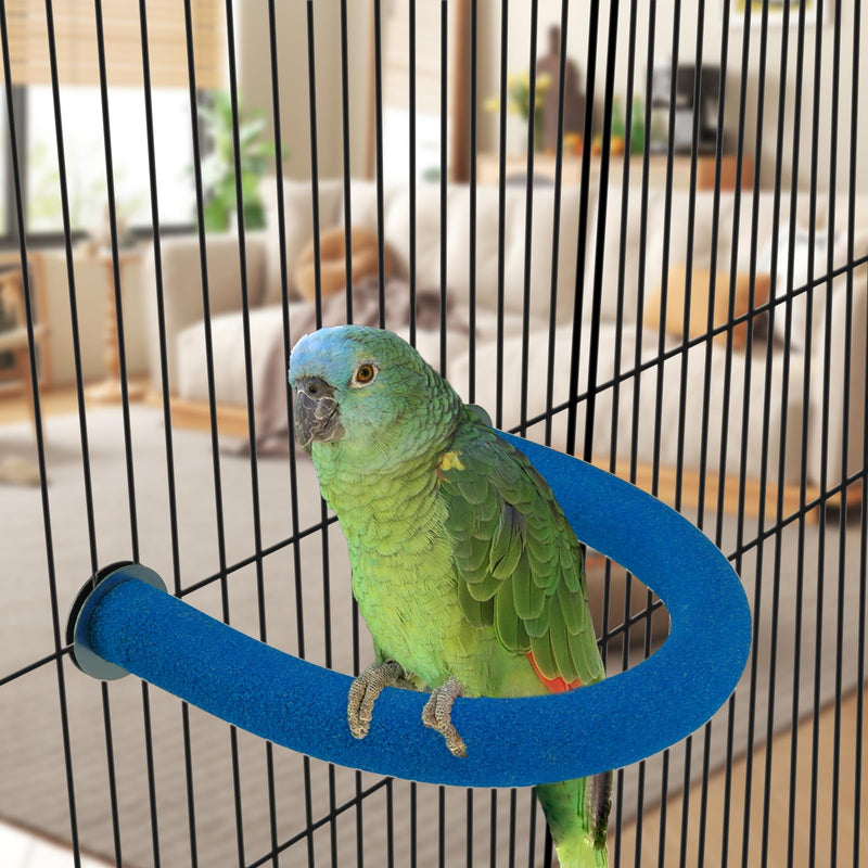 RYPET Parrot Perch Rough-surfaced - Quartz Sands Bird Cage Perches for Medium to Large Bird, U Shape Large Blue