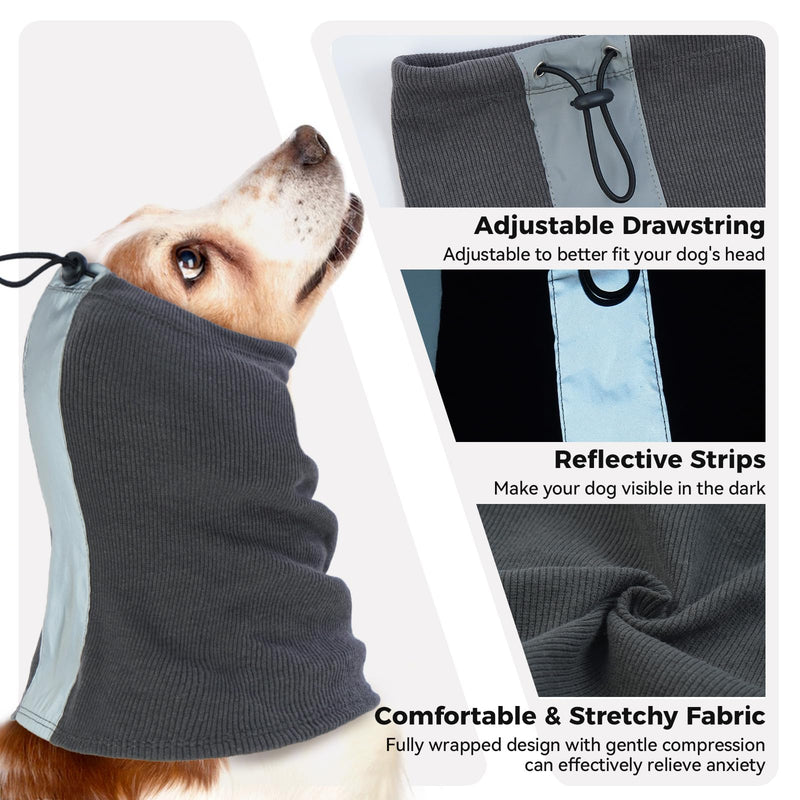 Dog Calming Ear Muffs, Fireworks Calming Ear for Dogs Hematoma Ear Wrap Ear Defenders for Fireworks Noise Canceling(Grey, S)