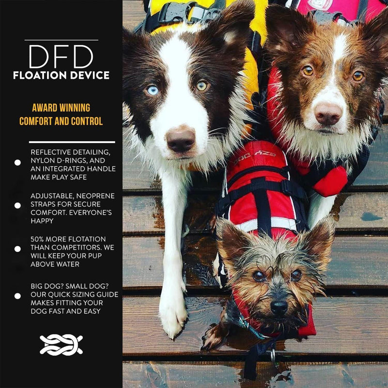 Ezydog DFD Dog Life Jacket - Adjustable Swimming Safety Vest with Reflective Trim & Durable Grab Handle - 50% More Flotation Material - Medium, Yellow 1 Medium (Pack of 1) - PawsPlanet Australia