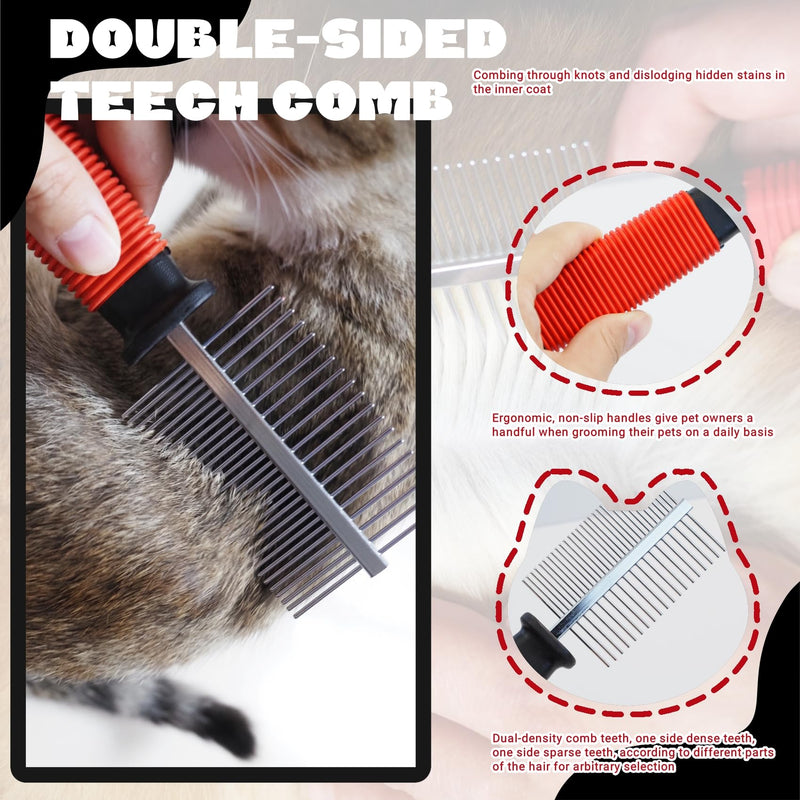 Undercoat Rake Brush Set, 3 Pack Long-Tooth Pet Brush - Dog Rake Brush & Steel Shedding Comb & Double-Sided Teech Comb for Double Coat Large Dogs, Horses - PawsPlanet Australia