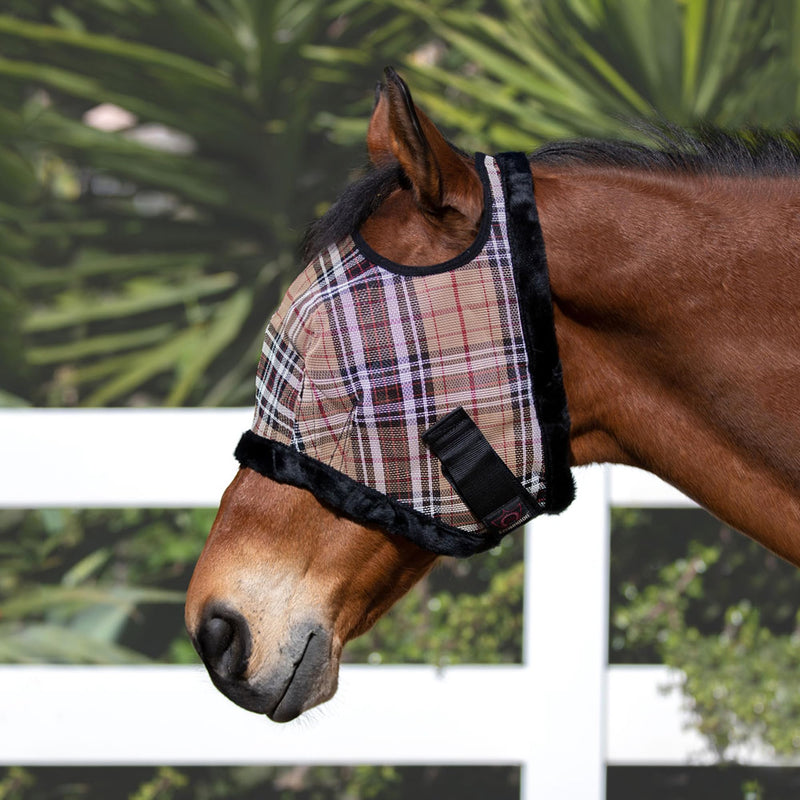 Kensington Fly Mask with Fleece Trim for Horses — Protects Face and Eyes Helps Block Sun Rays While Allowing Full Visibility — Breathable and Non Heat Transferring Large 121 - Deluxe Black - PawsPlanet Australia