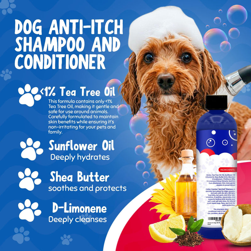 Premium Dog Grooming Kit – Tea Tree Oil (1%) Anti-Itch Shampoo, Self-Cleaning Slicker Brush & Grooming Glove – Skin Support & Coat Maintenance System - PawsPlanet Australia