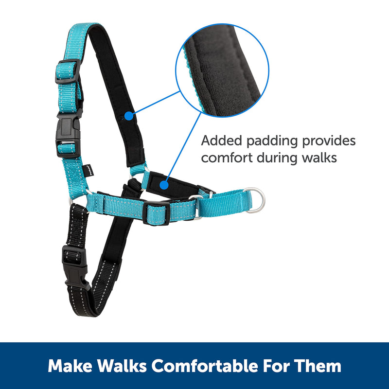 PetSafe Easy Walk Deluxe Harness, No-Pull Walking Harness for Dogs, Padded Design, Includes 1.8m Lead, Medium/Large-Ocean Blue/Black Lead - PawsPlanet Australia