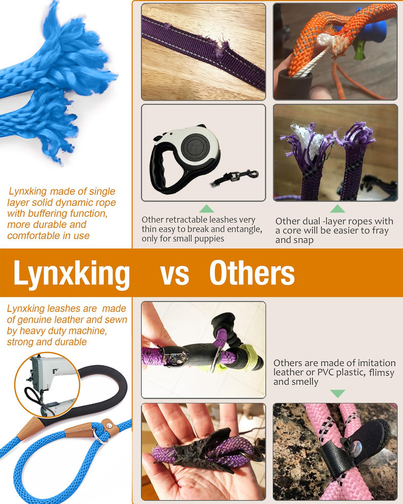 lynxking 8 FT Dog Leash Slip Lead 2 Pack Strong Heavy Duty Braided Dog Training Leash No Pull Training Lead Leashes for Medium Large and Small Dogs Blue 2PCS Slip Lead-1/2in x 8ft Large - PawsPlanet Australia