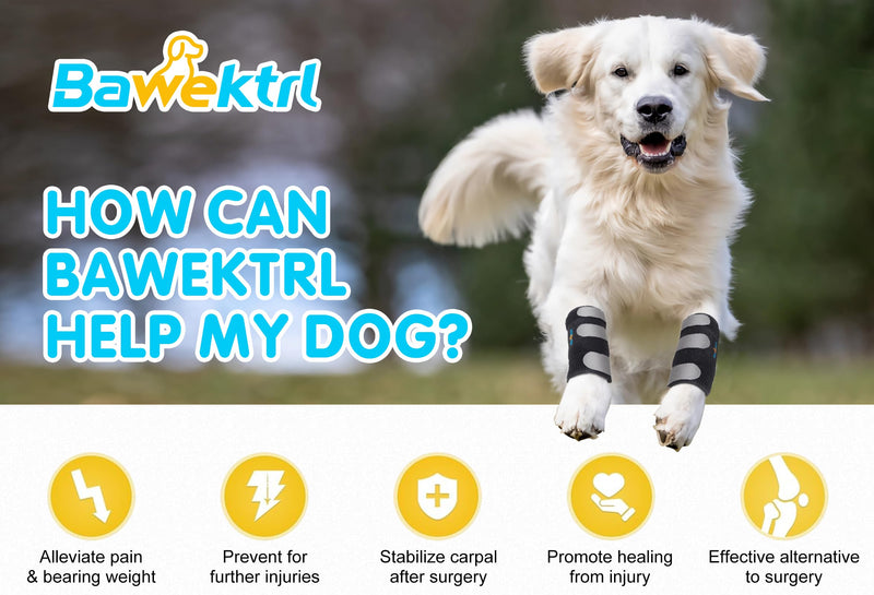 Dog Wrist Brace for Front Leg ,Carpal Brace for Dogs Prevents Injuries Sprains Helps with Loss of Stability Caused by Arthritis, Keep Joint Warm, Reduces Pain Inflammation（Pair） L/XL