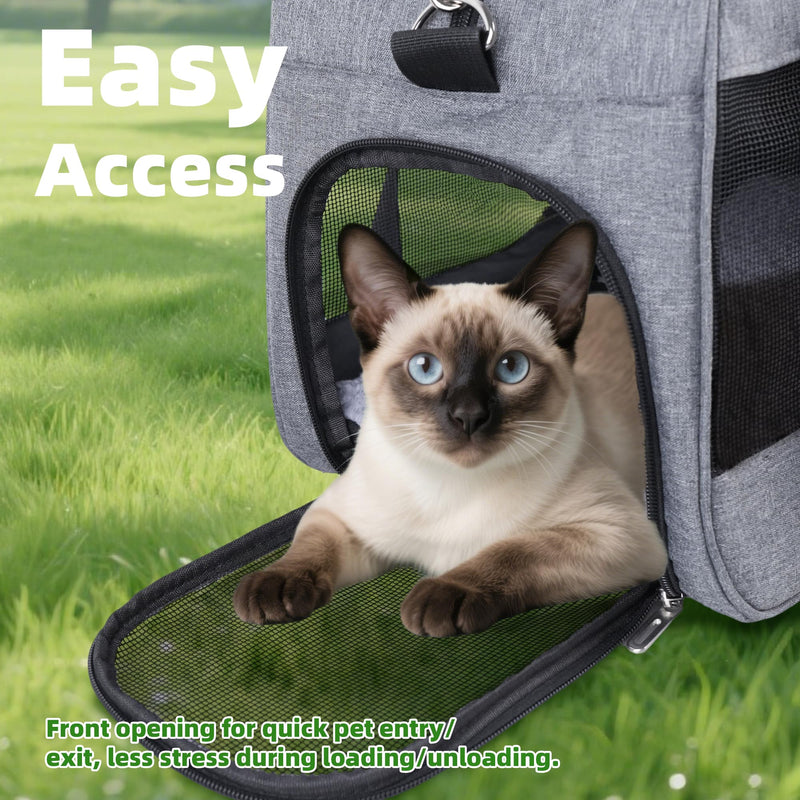 Cat Carrier for Small Cats Dogs, Soft-Sided Pet Carrier for Cats Puppies Small Pets, Lightweight Comfortable Travel Cat Dog Carrier (Grey) Grey - PawsPlanet Australia
