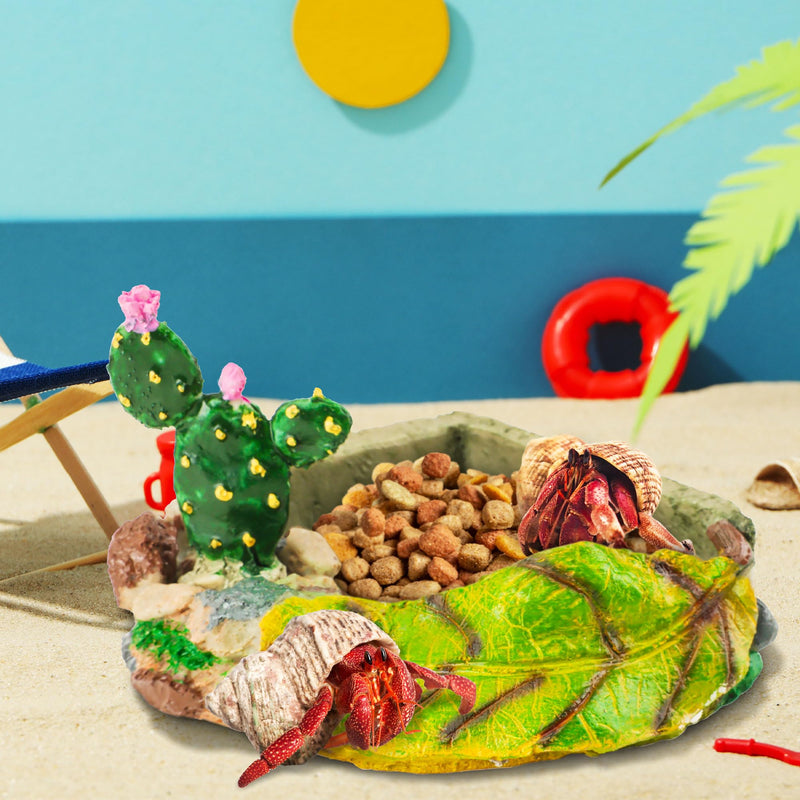 U0U Hermit Crab Food Dish,Resin Hermit Crab Food and Water Bowl,Hermit Crabs Water Bowl with Climbing Ramp and Hermit Crabs Accessories Decor (Green) Green - PawsPlanet Australia