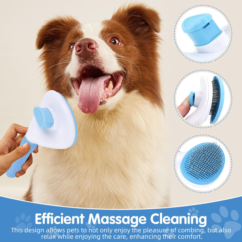Aglads Cat and Dog Brush,Self-Cleaning Slicker Brush for Pet Grooming Includes Blue Fine-Needle Comb, Pet Nail Clipper, File For Daily Home Use Small/Large Dogs, Long/Short-Haired Cats, and Rabbits - PawsPlanet Australia