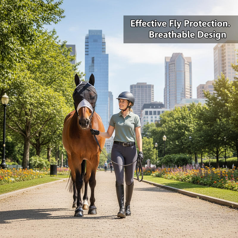 Fly Masks for Horses, Horse Fly Mask, Fly Protection for Outdoor Grazing and Hot Weather Riding, Comfortable Fit for Horses