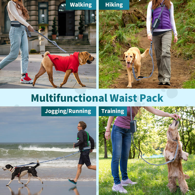 Hands Free Dog Leash with Removable Zipper Pouch, Dual Padded Handles and Durable Bungee for Walking, Jogging and Running-Navy Blue Navy Blue - PawsPlanet Australia
