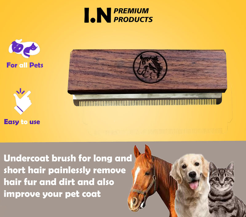 Deshedding Grooming Tools for Dogs Cats & Horse Easy Ergonomic Wooden Handle Professional Brush Grooming Tool, Remove painlessly 95 Percent of Lose Hair Fur & Dirt (5 inch) (5 inch) 5 inch - PawsPlanet Australia