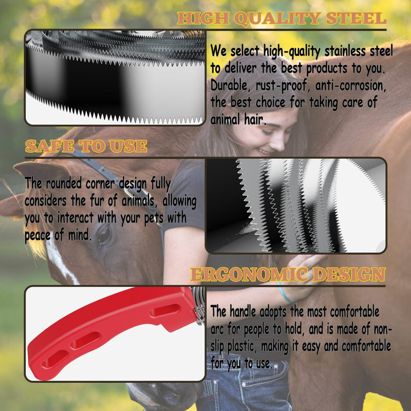 6 Rings Curry Comb Horse Brush, Reversible Stainless Steel Shedding Comb & Scraper with Soft Touch Grip, Horse Grooming Supplies for Horses, Dogs & Livestock, Curry Comb for Shedding & Bathing 6 Ring Curry Comb - PawsPlanet Australia